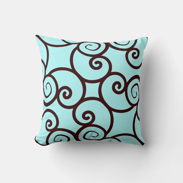 arrière - plan turquoise et coussin motif abstrait (Recto)