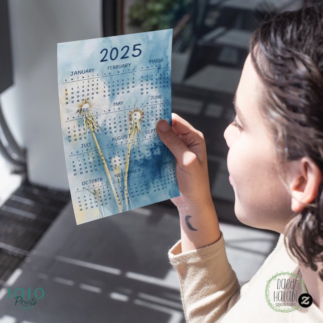 arrière - plan Vintage Dandelion 2025 (Calendar 2025 Dandelion Flower Background - card)