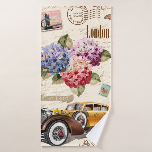 Arrière - plan vintage londonien sans couture avec (Serviette de bain)