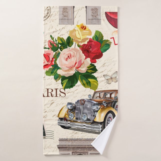 Arrière - plan vintage Paris sans soucis avec voit (Serviette de bain)