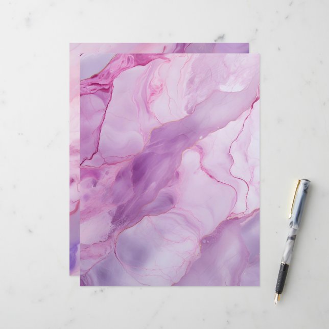 Arrière - plans de papier papier  en marbre rose e (Devant/Arrière en situation)