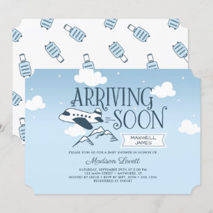 Arrivée Bientôt : Invitation Baby shower d'avion