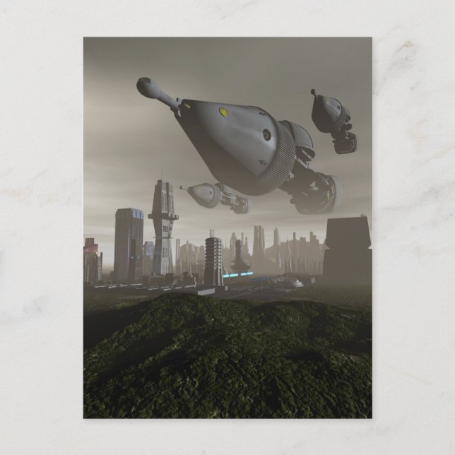 Arrivée géante de vaisseau spatial 2 carte postale (Devant)