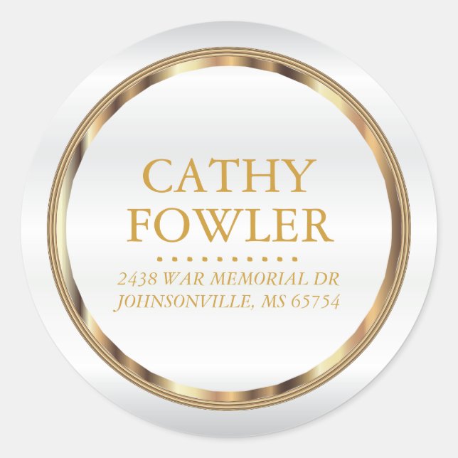 Arrondi Adresse Gold et Étiquettes blancs (Devant)