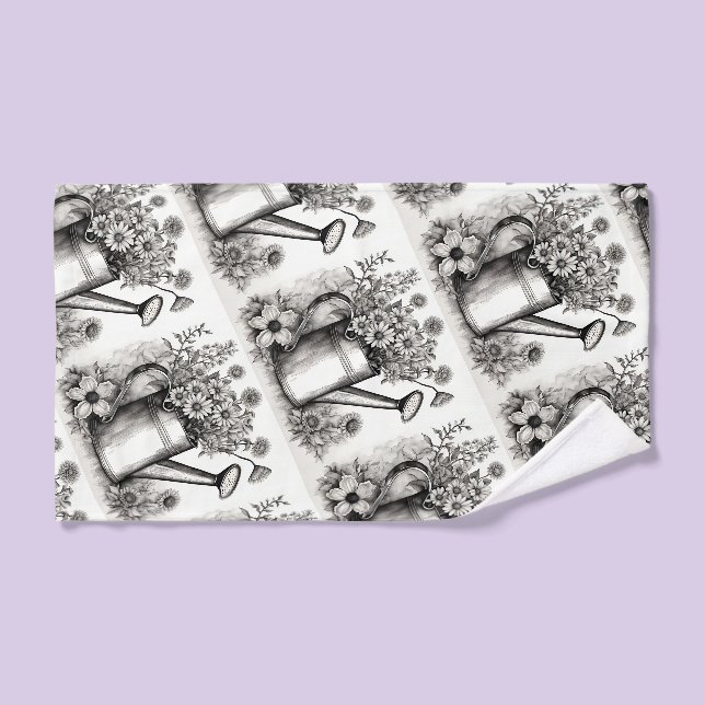 Arrosage, Art noir & blanc, Art du printemps, (Serviette à main)