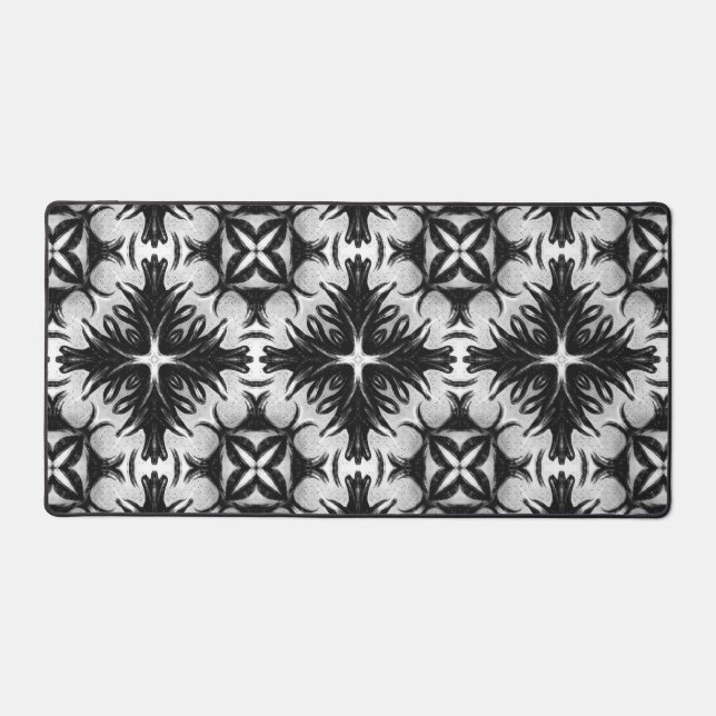 Art Abstrait Gothique Floral Noir Et Blanc (Recto)
