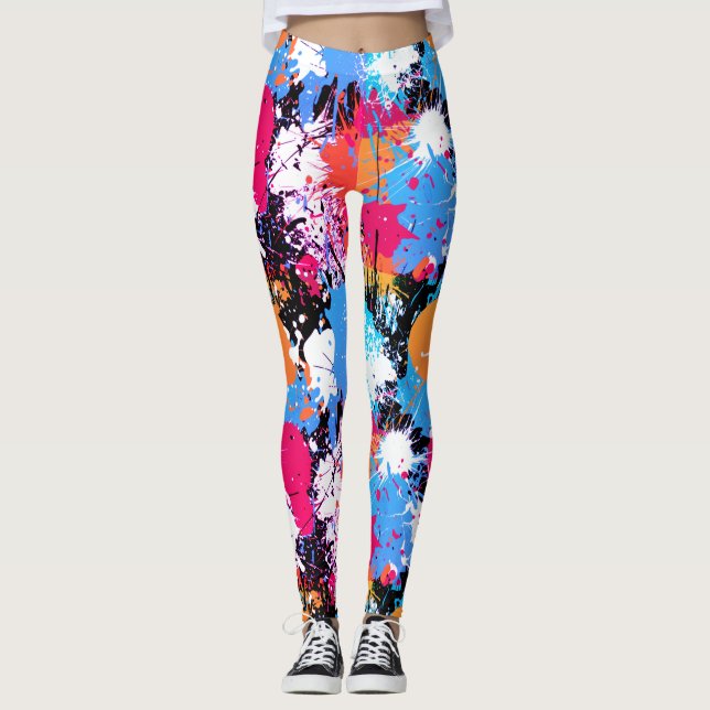 Art Abstrait - Leggings colorés - Paint Splash (Devant)