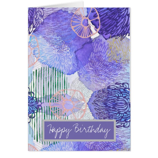 Art abstrait moderne bleu et violet (Devant)