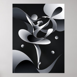 Art Abstrait noir et blanc, affiche de danseur mod