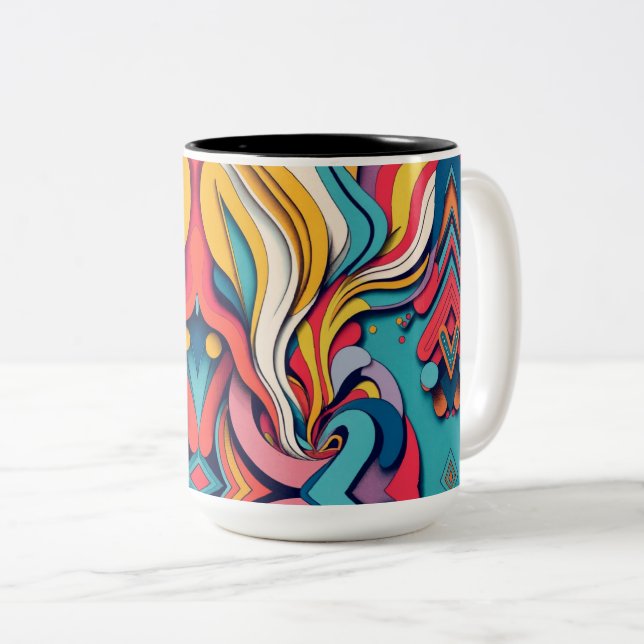 Art Abstrait sur café Mug à deux tons (Devant droit)