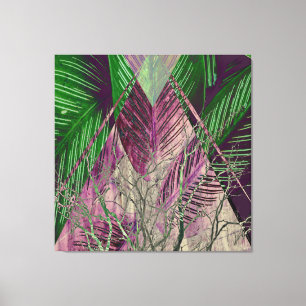 Art abstrait sur toile de feuilles de palmier viol