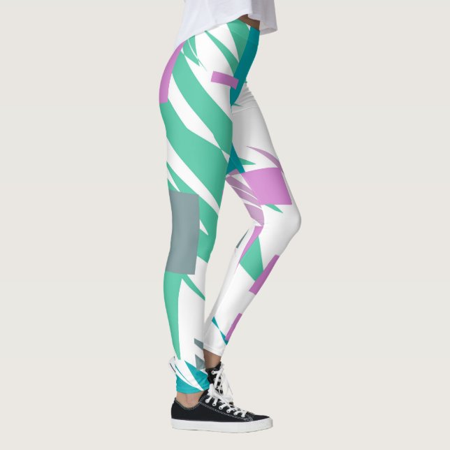 Art Abstrait Turquoise Pastel Colors Leggings (Droite)