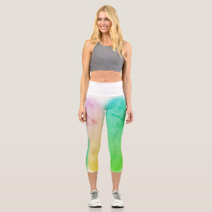 Art Abstrait Turquoise Vert Capri Leggings