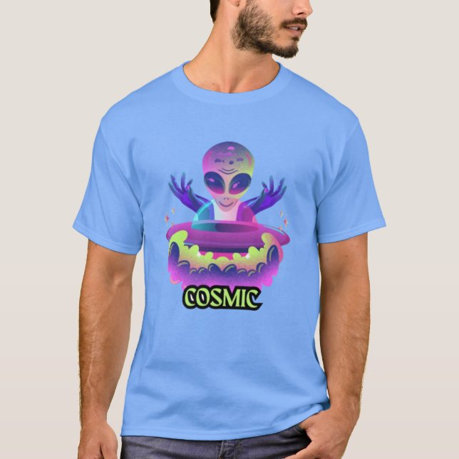 Art Alien cosmique - T-shirt Di à thème spatial (Devant)