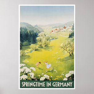 Art allemand Affiche de voyage Allemagne Printemps
