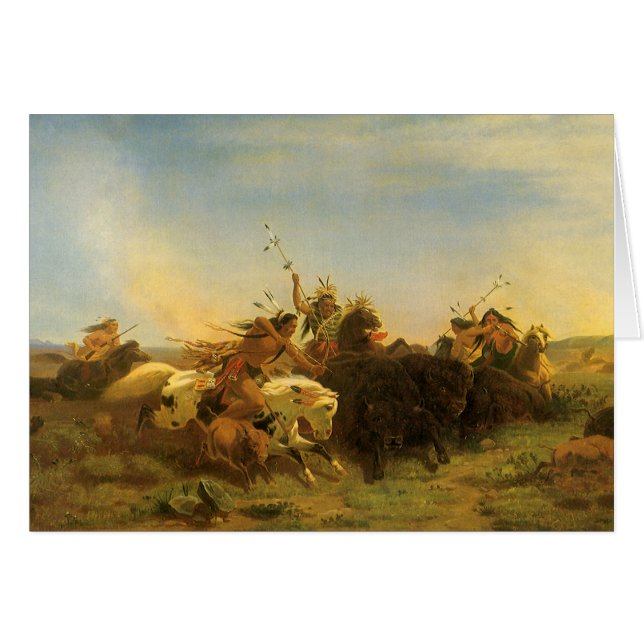 Art américain occidental vintage, chasse aux buffl (Devant horizontal)