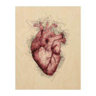 Art anatomique de coeur sur le bois