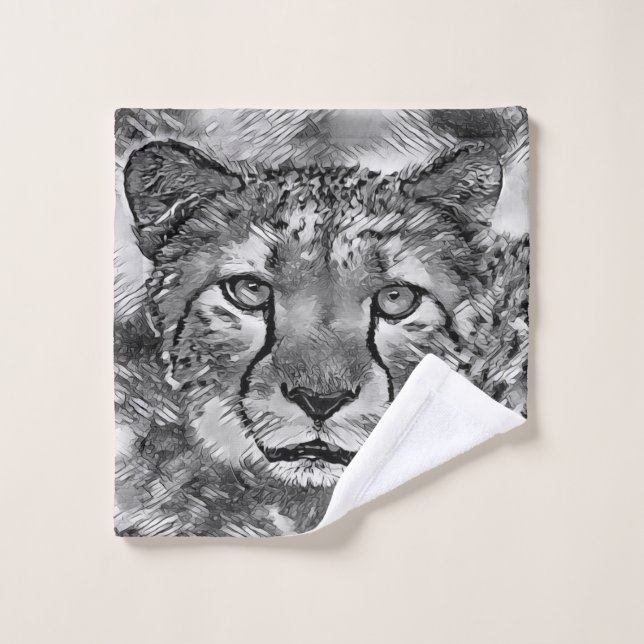 Art animal BW Cheetah| Amoureux amusants de Cheeta (Gant de toilette)