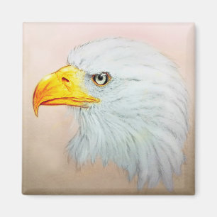 Art animalier réaliste, aimant carré - Aigle