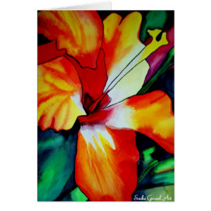 Art aquarelle de fleur tropicale d'hibiscus orange