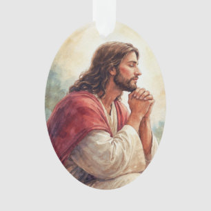 Art aquarelle Jésus en prière Foi chrétienne