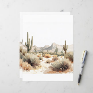 Art aquarelle minimaliste du désert avec cactus Sa