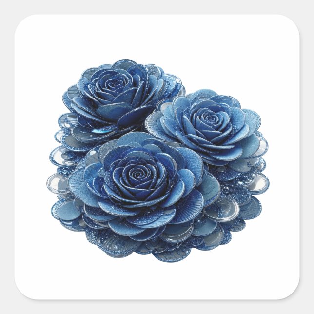 Art autocollant ROSES BLEUES Argent brillant (Devant)