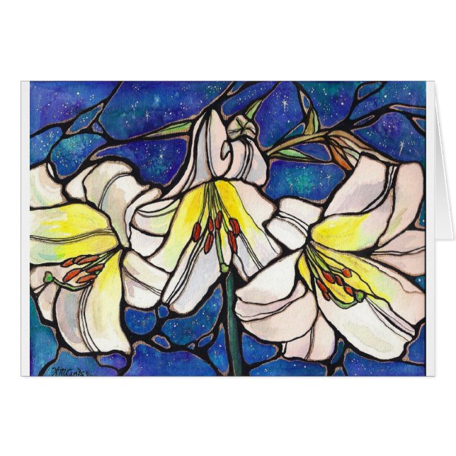 Art blanc de conception en verre souillé de fleurs (Devant horizontal)