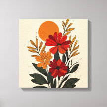 Art botanique sur toile de style moderne du milieu