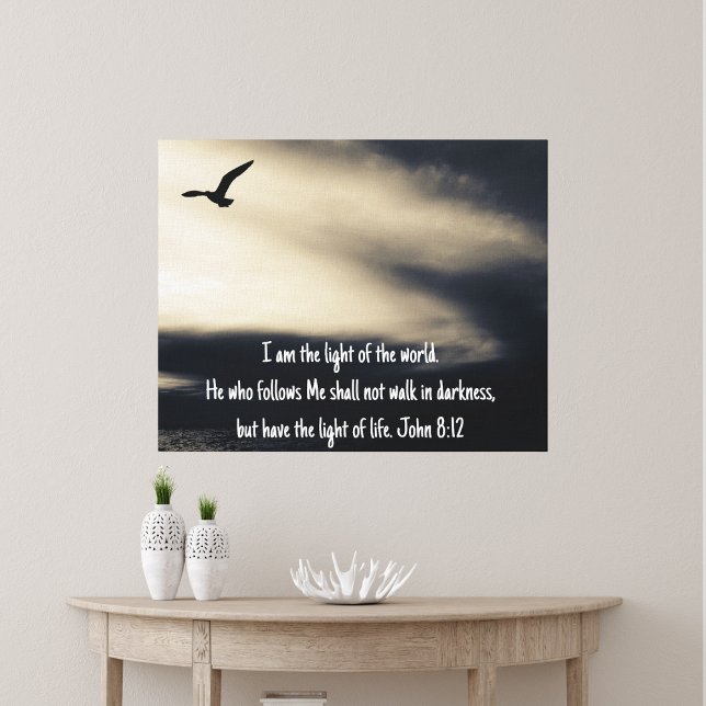 Art chrétien inspirant Jean 8 v 12 Toile (Inspirational Christian Art John 8 vs 12 Canvas )