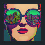 Art coloré Femme dans lunettes de soleil Ville Réf<br><div class="desc">Jolie dame regardant la ville à travers ses gros lunettes de soleil croustillantes avec un reflet de la ville coloré art de l'IA.</div>