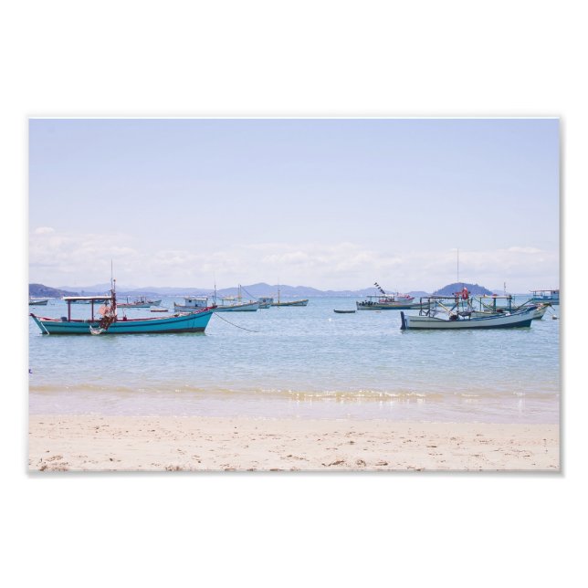 Art côtier Bleu Mer et Bateaux Photographie (Devant)