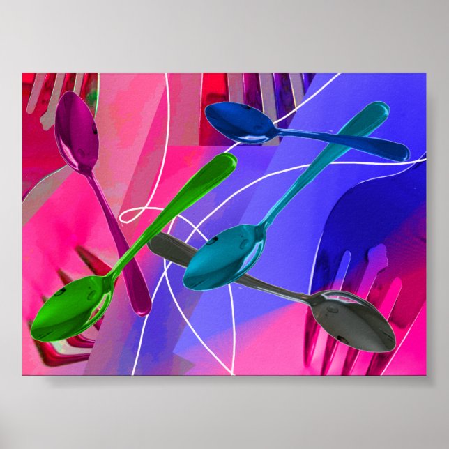 Art culinaire Design Couverts colorés Poster (Devant)