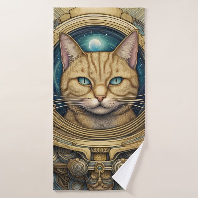 Art cyberpunk astronaute de chat (Serviette de bain)