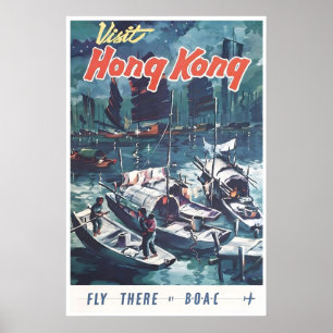 Art d'affiche de voyage Chine Hong Kong Impression
