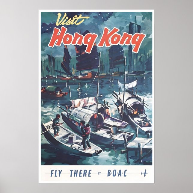 Art d'affiche de voyage Chine Hong Kong Impression (Devant)