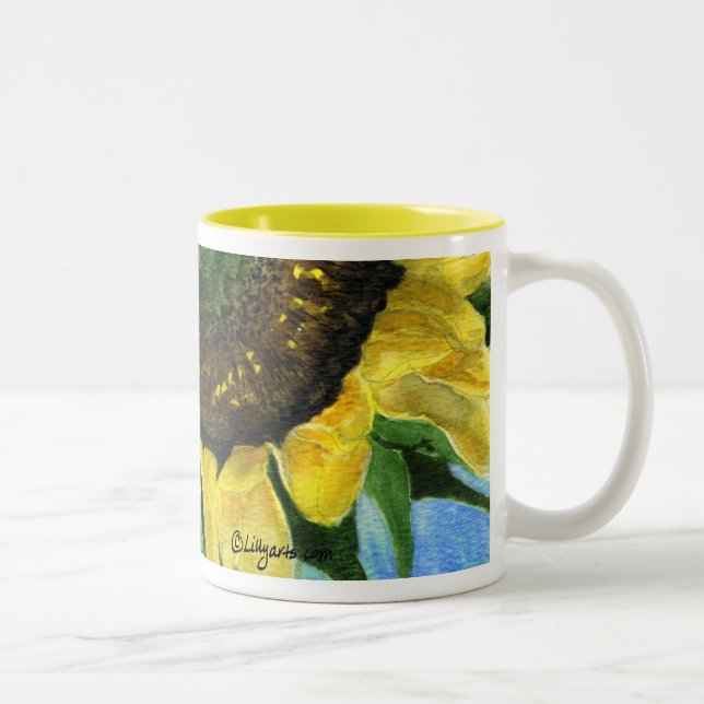 Art d'aquarelle de tasse de peinture du tournesol (Droit)