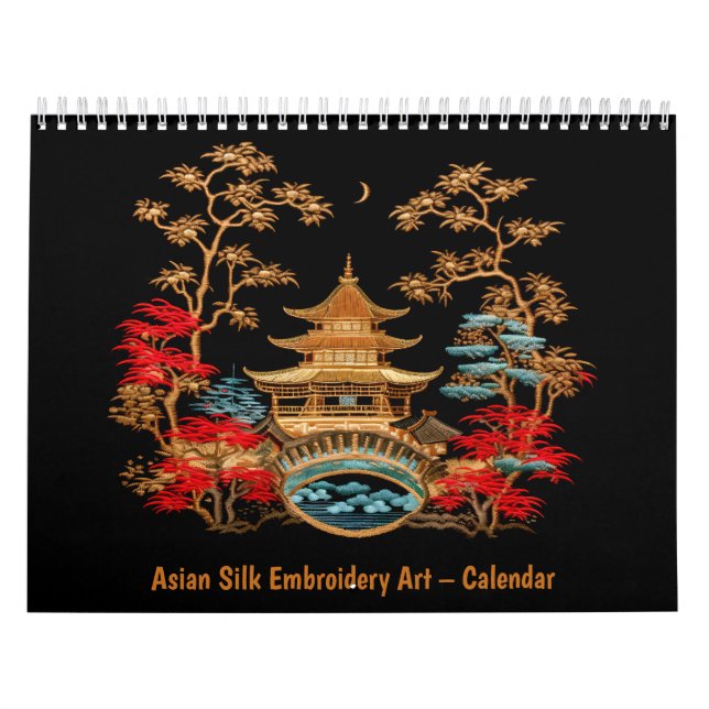 Art de broderie de soie asiatique – Calendrier (Protection)