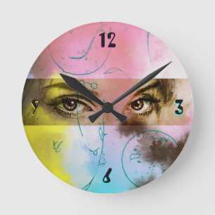 Art de bruit abstrait coloré, horloge ronde de