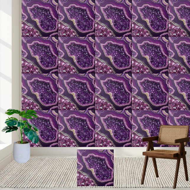 Art De Carreaux De Cristal De Géode Violet (Purple Geode Crystal Tile Art)