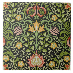 Art de carreaux floraux persans noirs de William M