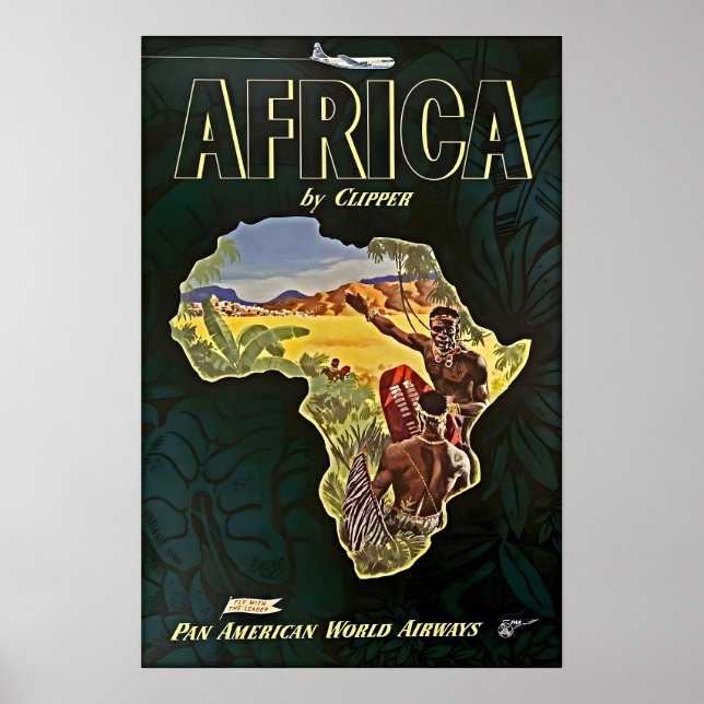 Art de carte d'Afrique Impression africaine Voyage (Devant)