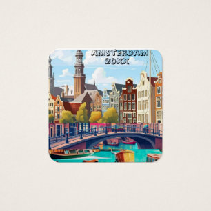 Art de carte postale de voyage à Amsterdam, carte