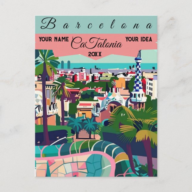 Art de carte postale de voyage à Barcelone, Art de (Devant)