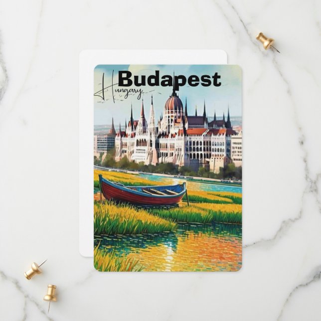 Art de carte postale de voyage à Budapest, carte p (Devant/Arrière en situation)
