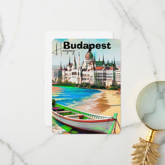 Art de carte postale de voyage à Budapest, carte p (Devant/Arrière en situation)