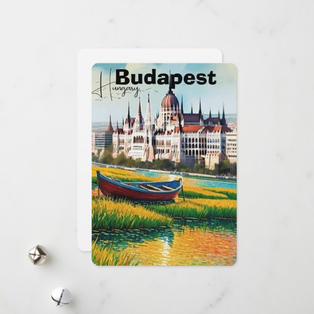 Art de carte postale de voyage à Budapest, carte p (Devant/Arrière en situation)
