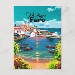 Art de carte postale de voyage à Faro Portugal, Vo