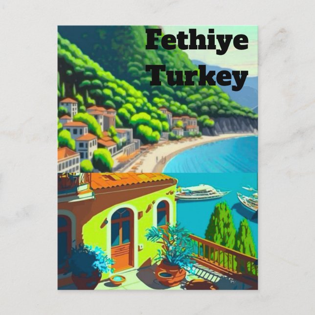 Art de carte postale de voyage à Fethiye Turquie,  (Devant)