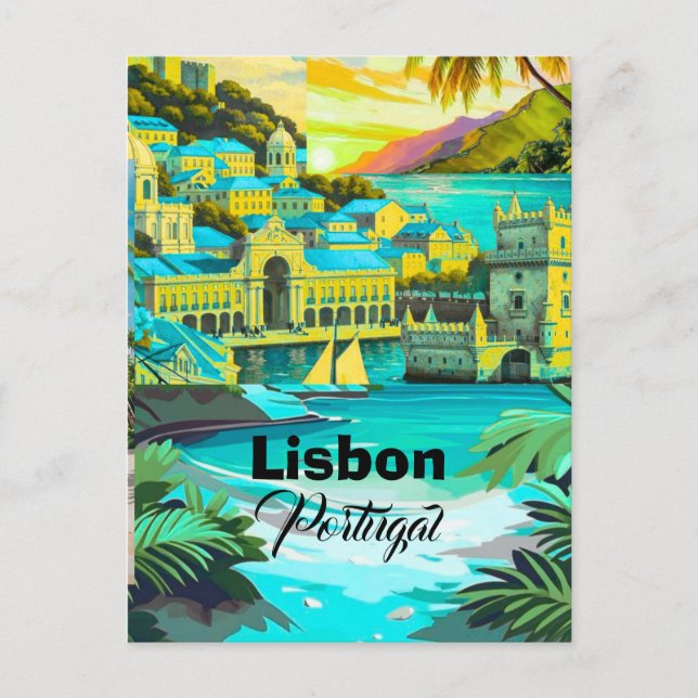 Art de carte postale de voyage à Lisbonne, Art de  (Devant)